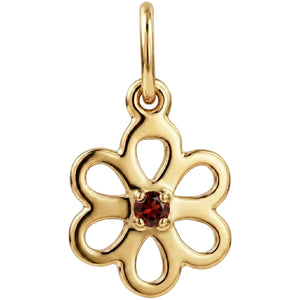 Birthstone Flower Charm With Garnet