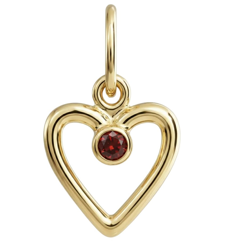 Birthstone Heart Charm With Garnet