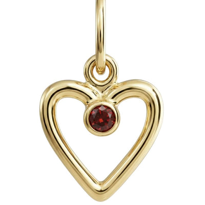 Birthstone Heart Charm With Garnet
