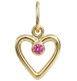 Birthstone Heart Charm With Pink Tourmaline
