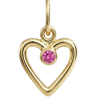Birthstone Heart Charm With Pink Tourmaline