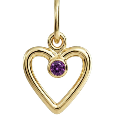 Birthstone Heart Charm With Amethyst