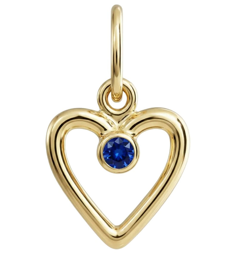 Birthstone Heart Charm With Blue Sapphire