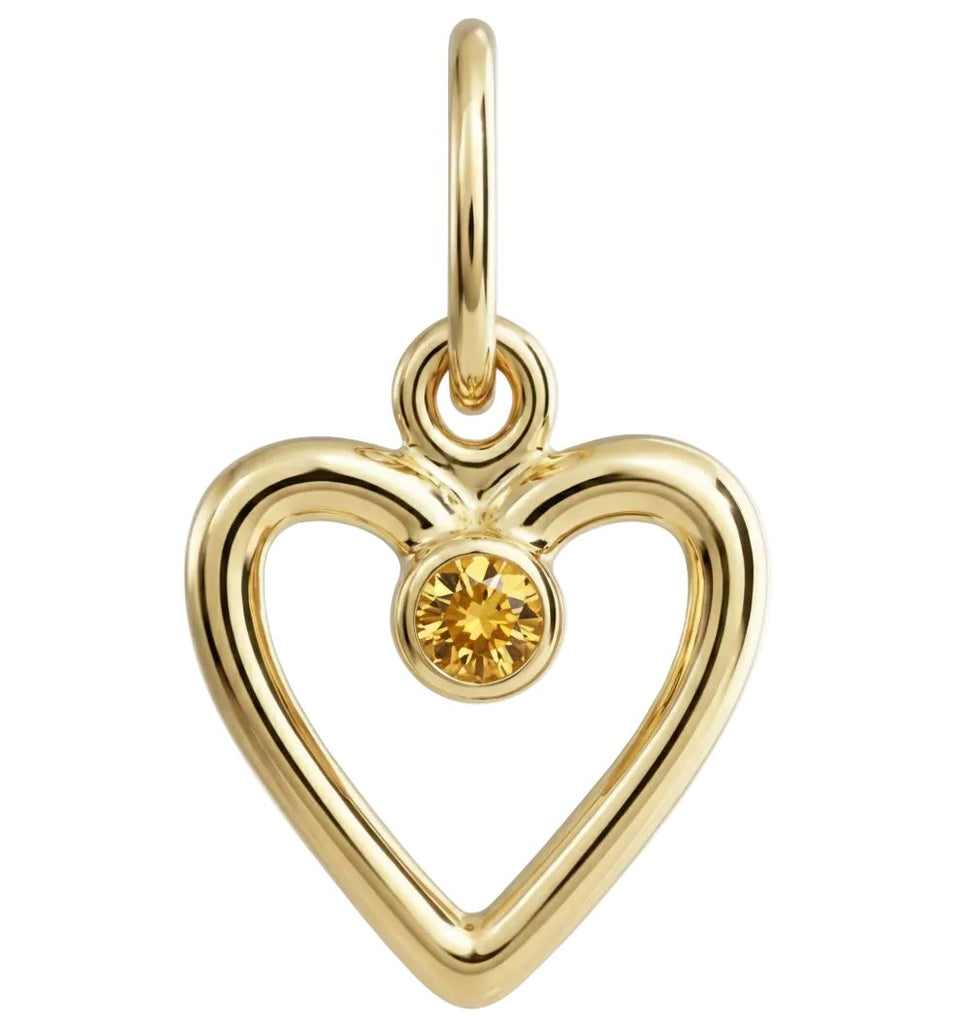 Birthstone Heart Charm With Citrine