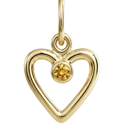 Birthstone Heart Charm With Citrine