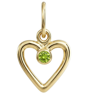 Birthstone Heart Charm With Peridot