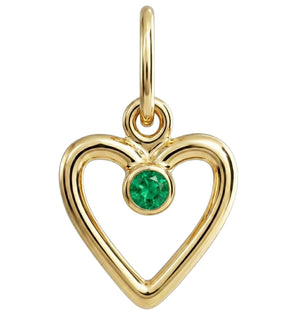 Birthstone Heart Charm With Emerald
