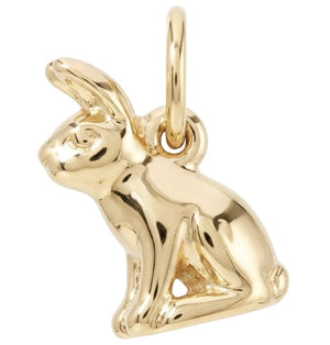 Gold rabbit pendant on a white background