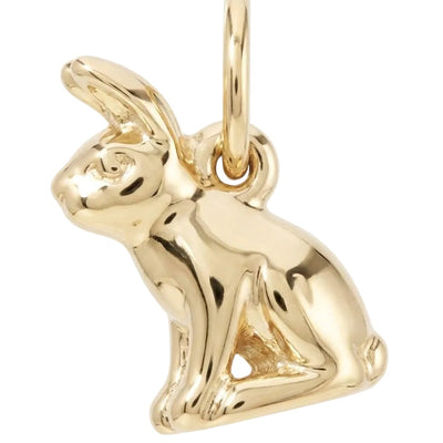 Gold rabbit pendant on a white background