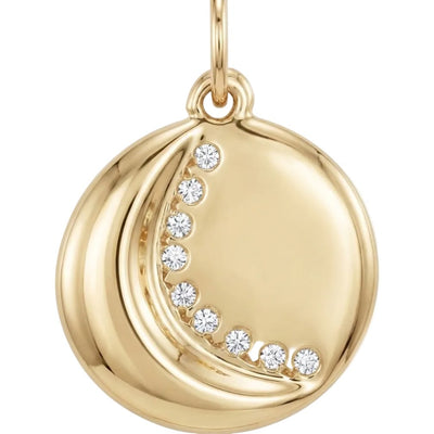 Carved Crescent Moon Charm Pavé Diamonds