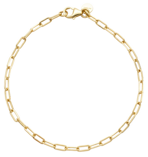 Gold chain bracelet on a white background