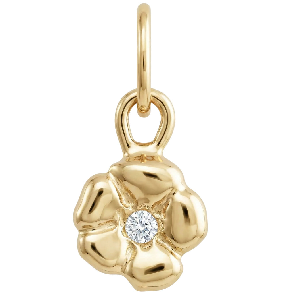 Small Cherry Blossom Flower Charm with Diamond