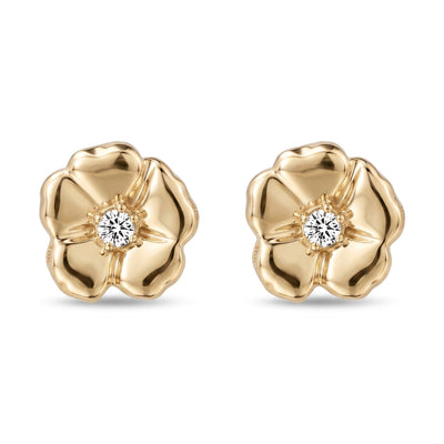 Cherry Blossom Stud Earrings With Diamond