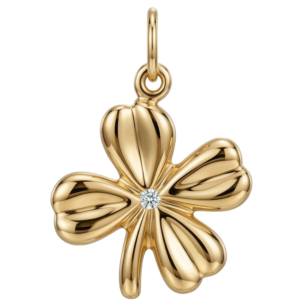 Clover Flower Mini Charm With Diamond