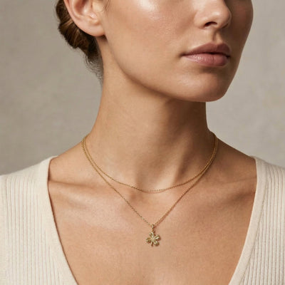 Clover Flower Mini Charm With Diamond