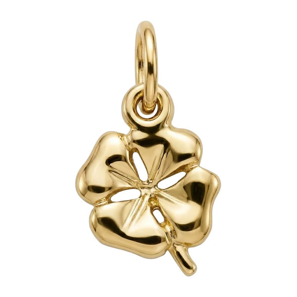 Solid 14k Gold Four Leaf Clover Necklace Charm | Good Luck Pendant