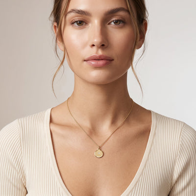 Diamond Disk Charm 14k Yellow Gold