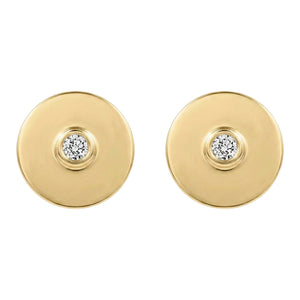 Disk Stud Earrings With Diamond