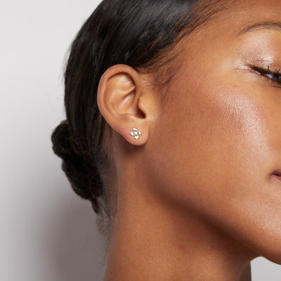 Dogwood Stud Earrings With Diamond Jewelry Helen Ficalora 14k Yellow Gold