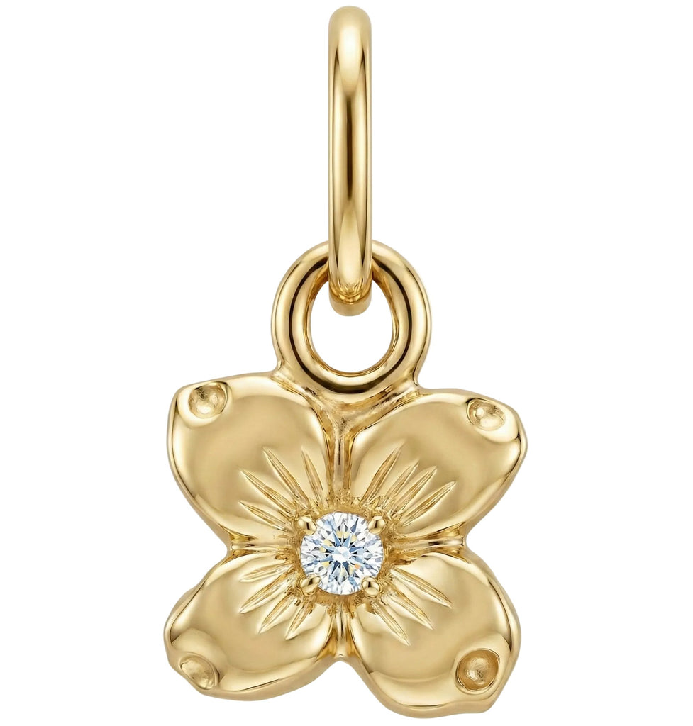 Dogwood Flower Mini Charm With Diamond