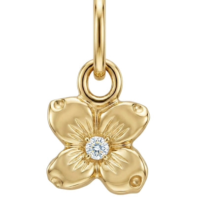 Dogwood Flower Mini Charm With Diamond