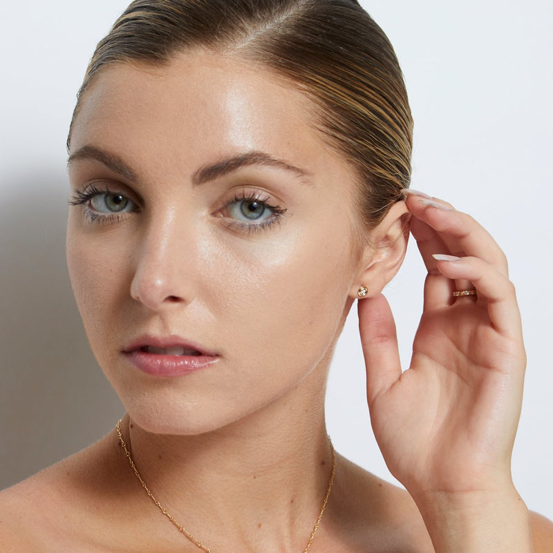 Double Ring Stud Earrings With Diamond Jewelry Helen Ficalora 14k Yellow Gold