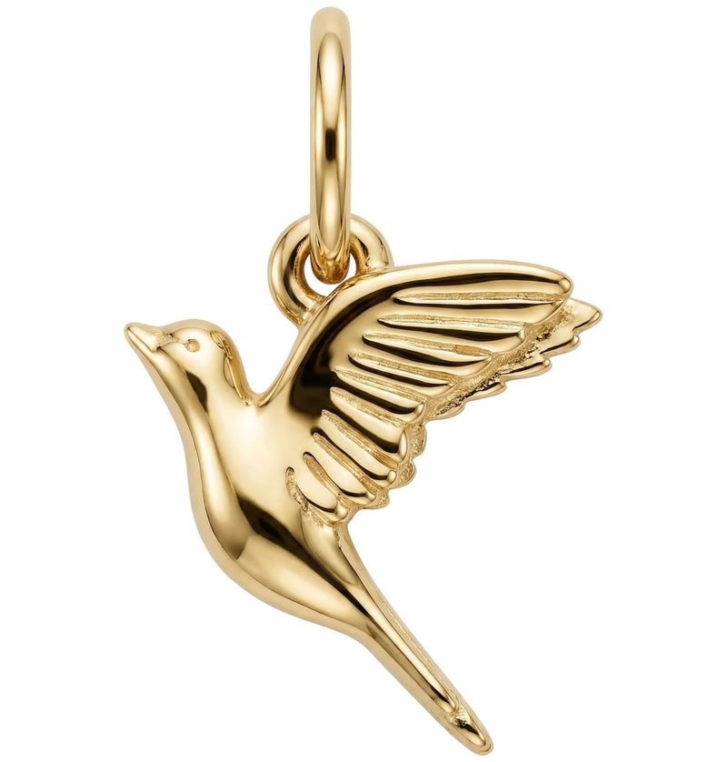 Gold dove pendant on a white background