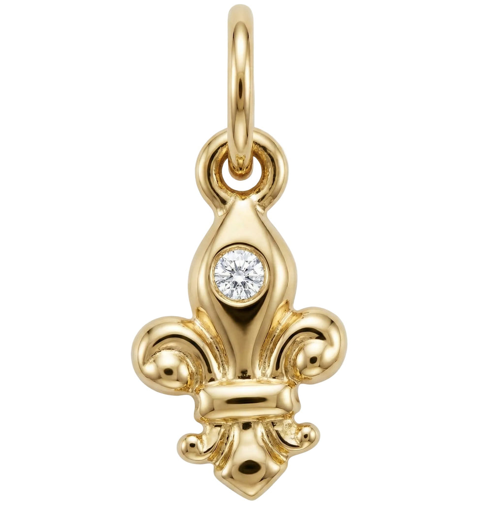 Fleur De Lis Mini Charm With Diamond