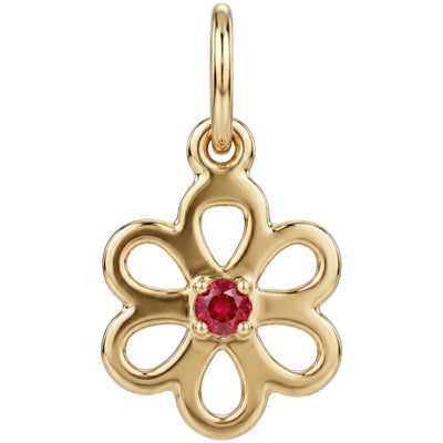 Birthstone Flower Charm With Ruby