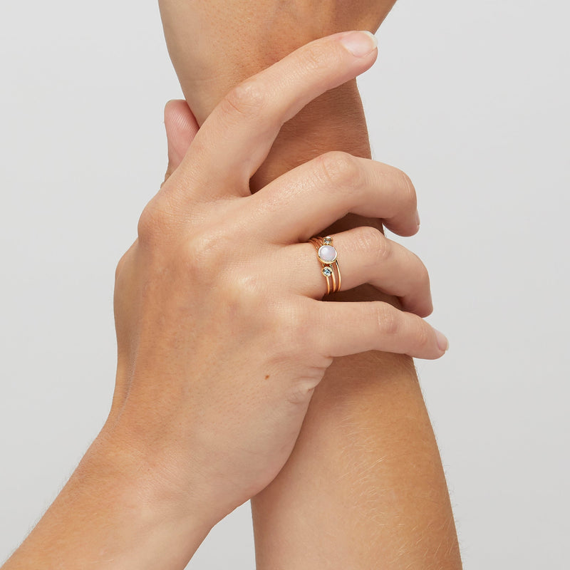 Helen Ficalora Dainty Opal Stackable Ring in Gold