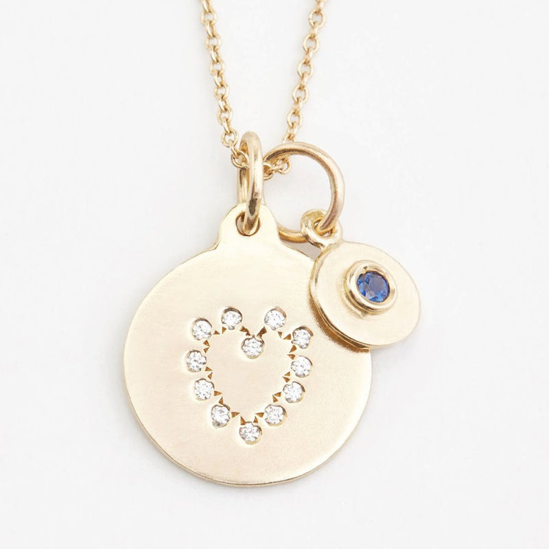 Heart Disk Charm Pave Diamonds Jewelry Helen Ficalora 14k Yellow Gold For Necklaces And Bracelets