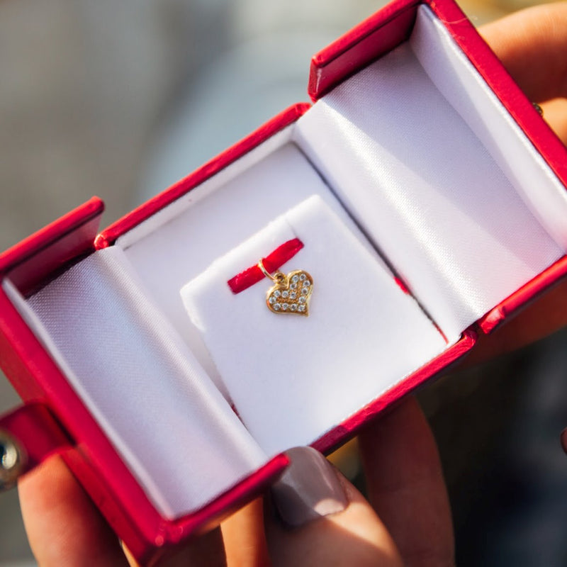 Helen Ficalora 14kt Gold Small Heart Pendant with Diamonds