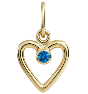 Birthstone Heart Charm With Blue Zircon