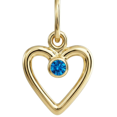 Birthstone Heart Charm With Blue Zircon