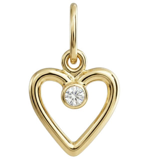 Birthstone Heart Charm With Diamond