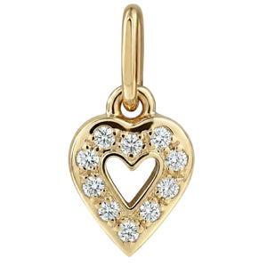 Tiny Heart Cutout Charm Pave Diamonds
