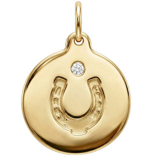 Horseshoe Disk Charm 14k Gold With Diamond