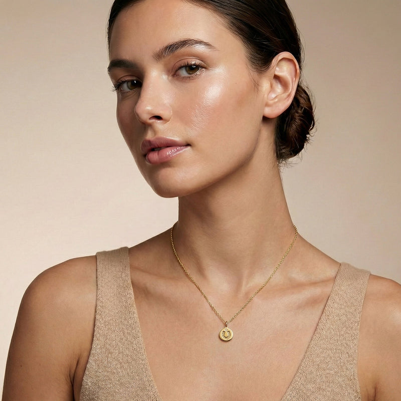 Horseshoe Disk Charm with Diamond