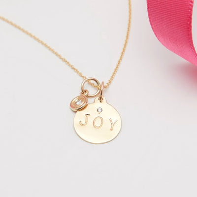 "Joy" Disk Charm With Diamond Jewelry Helen Ficalora 14k Yellow Gold For Necklaces And Bracelets