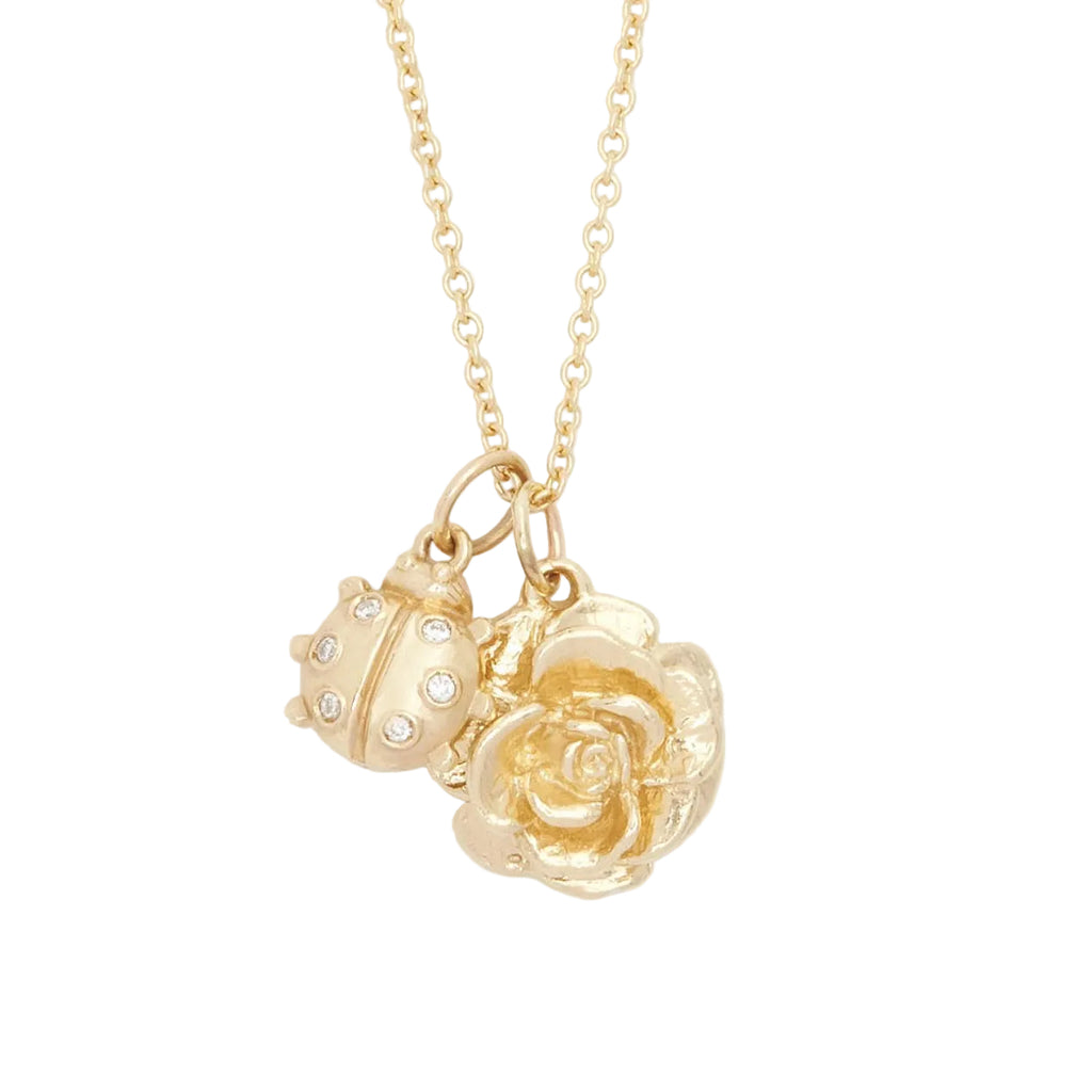 Ladybug Mini Charm Pavé Diamonds Jewelry Helen Ficalora 14k Yellow Gold