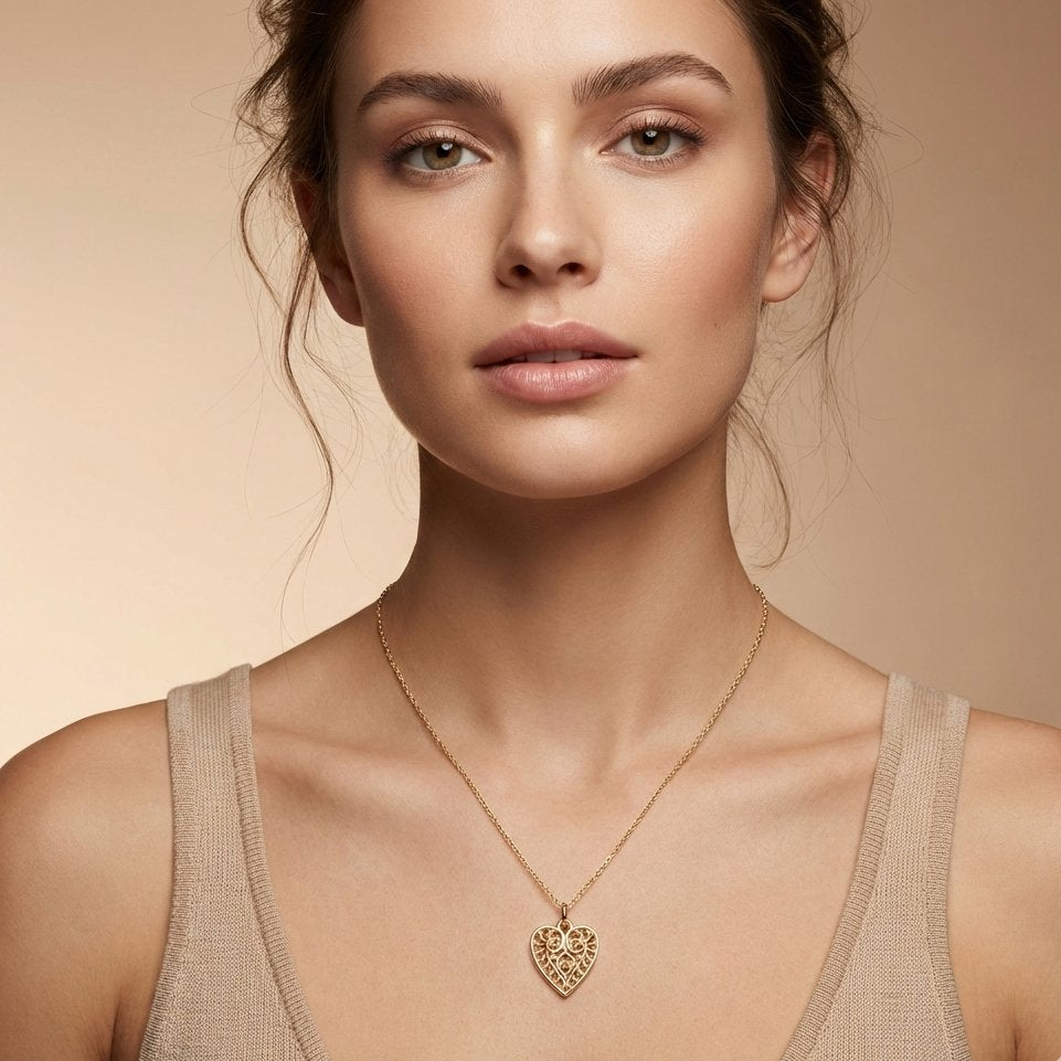 Large Filigree Heart Charm