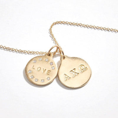 "Love" Disk Charm Pavé Diamonds Jewelry Helen Ficalora 14k Yellow Gold For Necklaces And Bracelets