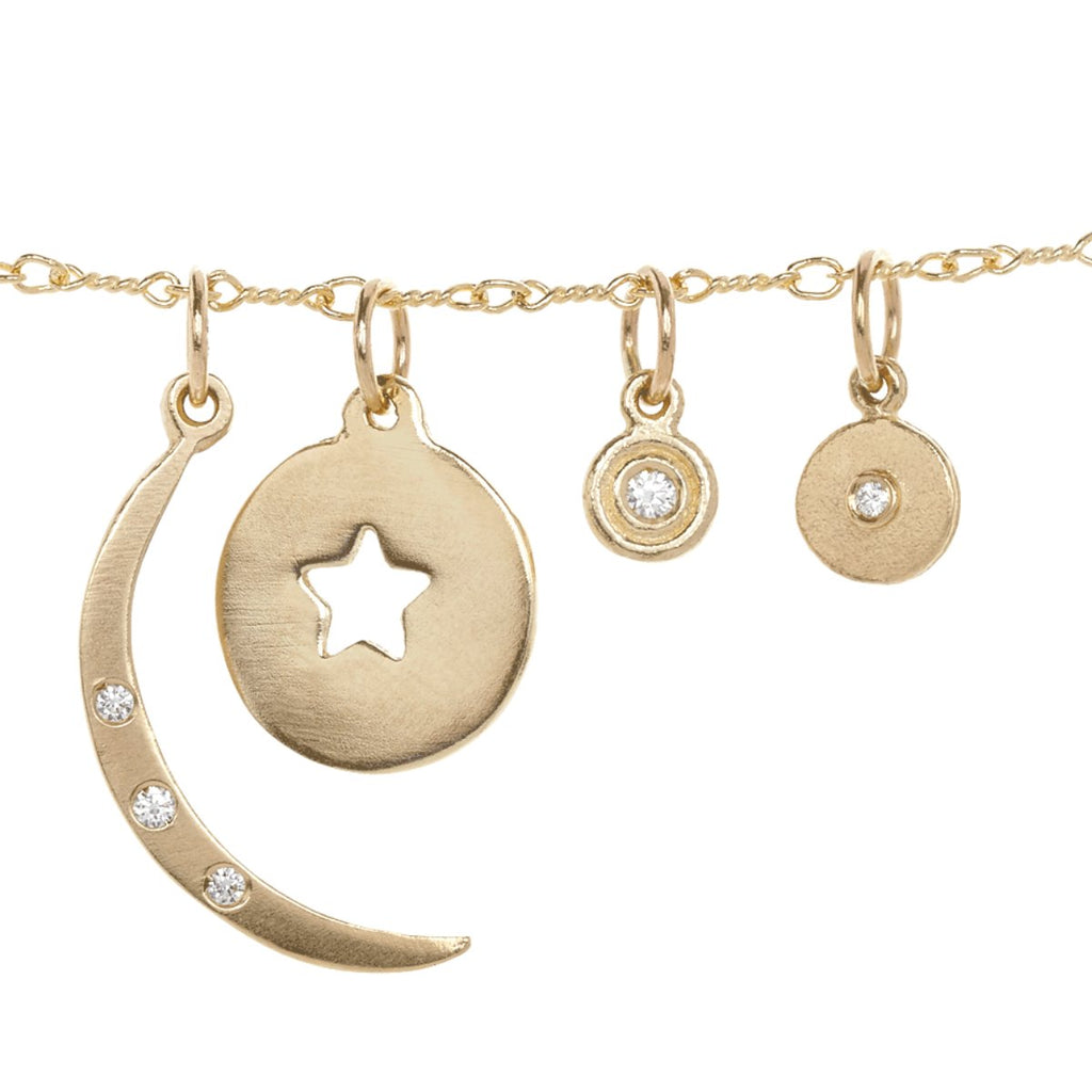 Medium Crescent Moon Charm With 3 Diamonds Jewelry Helen Ficalora 14k Yellow Gold