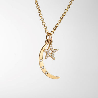Medium Crescent Moon Charm With 3 Diamonds Jewelry Helen Ficalora 14k Yellow Gold