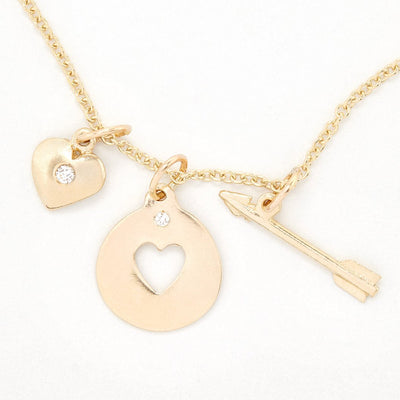 Puffed Heart Charm - 14K Yellow Gold - Helen Ficalora
