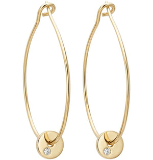 Medium Hoop Earrings With Diamond Disk
