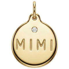 Solid 14k Gold Mimi Disk Charm with Diamond | Mimi Necklace