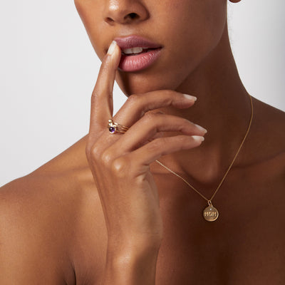 Gold Disc Mom Charm - With Diamond - Helen Ficalora