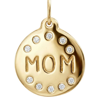Mom Disk Charm Pavé Diamonds