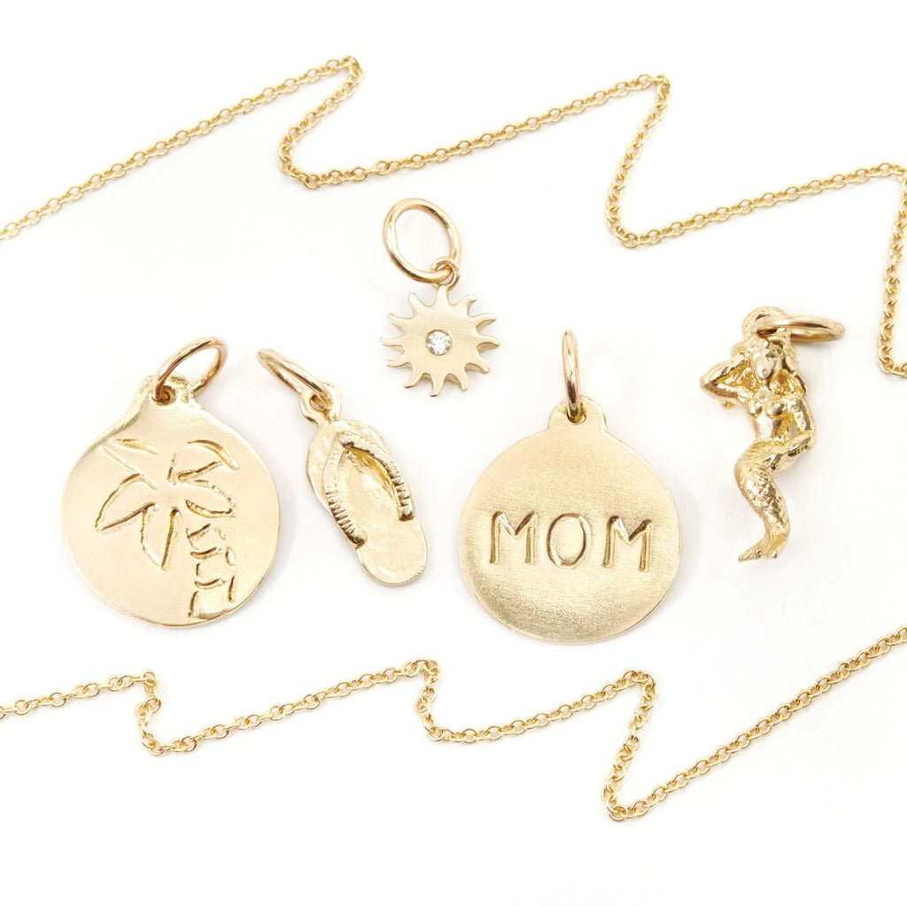 Helen Ficalora 14k Gold "Mom" Pendant for Necklaces & Bracelets 